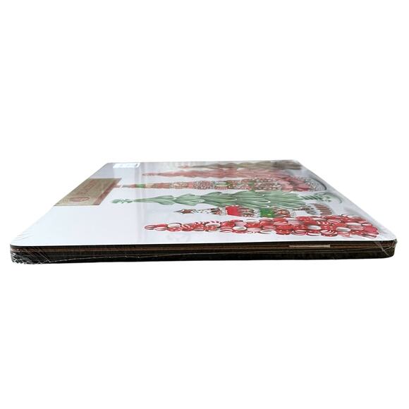 Candy Christmas Tree Cork Backed Placemats 12x16 Set of 4 Pop of Color Holiday - Picture 5 of 14